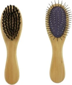 Merkloos Nobleza Dierenborstel - Hondenborstel - Kattenborstel - Tweezijdig - Dubbelzijdig - Hout - Maat L -Honden Huis Winkel 1021x1200