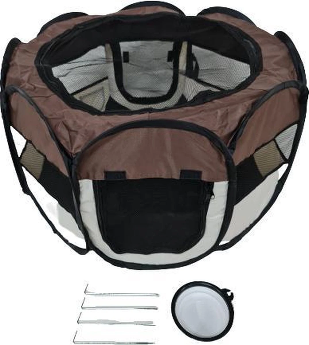Dailyibed Opvouwbare Puppyren - Bruin - 115x115x58 Cm - Incl. Draagtas - Incl. Voederbak 12 Dailyibed Opvouwbare Puppyren - Bruin - 115x115x58 Cm - Incl. Draagtas - Incl. Voederbak - Afbeelding 12
