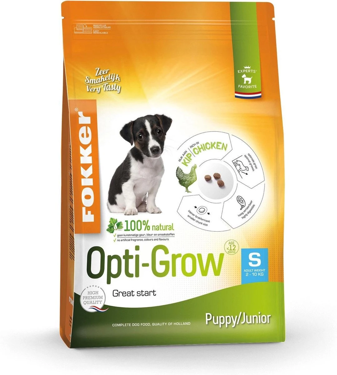 Fokker Dog Opti-Grow S Kip - Hondenvoer - 2.5 Kg 9 Fokker Dog Opti-Grow S Kip - Hondenvoer - 2.5 Kg - Afbeelding 9