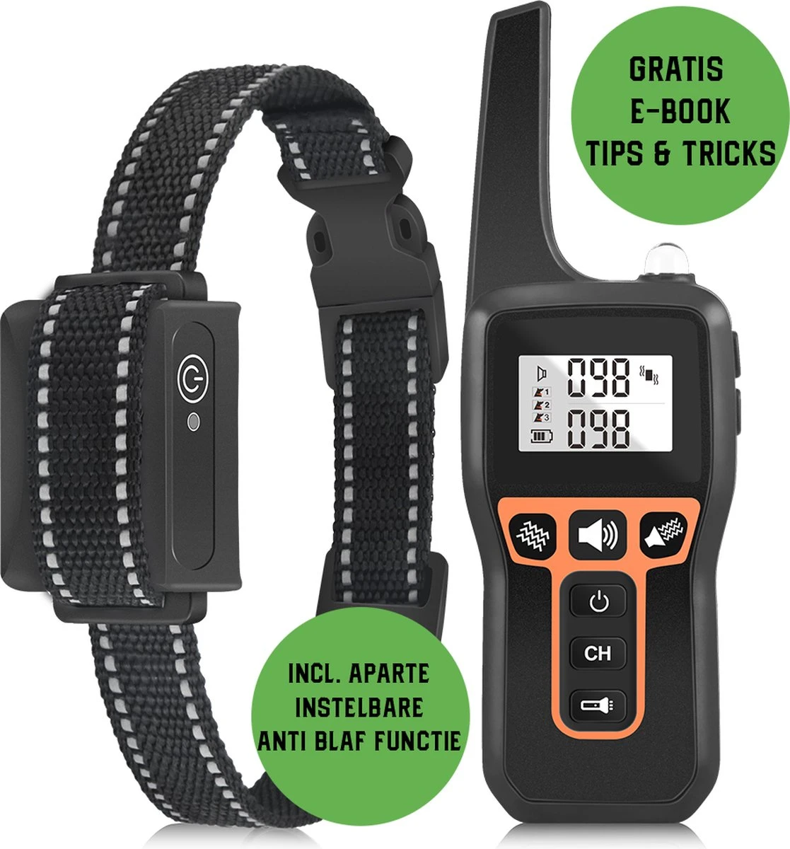 Anti Blafband EN Trainingshalsband In 1 - UNIEK SYSTEEM - 1000m Bereik - 100 Levels 1 Anti Blafband EN Trainingshalsband In 1 - UNIEK SYSTEEM - 1000m Bereik - 100 Levels