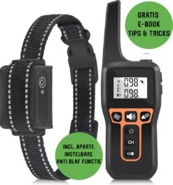 Anti Blafband EN Trainingshalsband In 1 - UNIEK SYSTEEM - 1000m Bereik - 100 Levels - Trainingsband - Antiblafband - Geluid En Vibratie/trilling - Grote En Kleine Honden - Waterdicht - Incl. E-book -Honden Huis Winkel 1117x1200