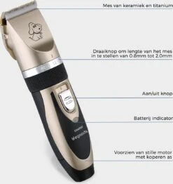 LifeGoods Hondentondeuse - Voor Katten En Honden - Complete Set - 5 Standen - Draadloos - Oplaadbaar - Goud/Zwart -Honden Huis Winkel 1131x1200