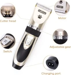 Nobleza B78 - Dieren Tondeuse Set - 4 Opzetkammen - Voor Huisdieren Katten & Honden - Draadloos -Honden Huis Winkel 1141x1200