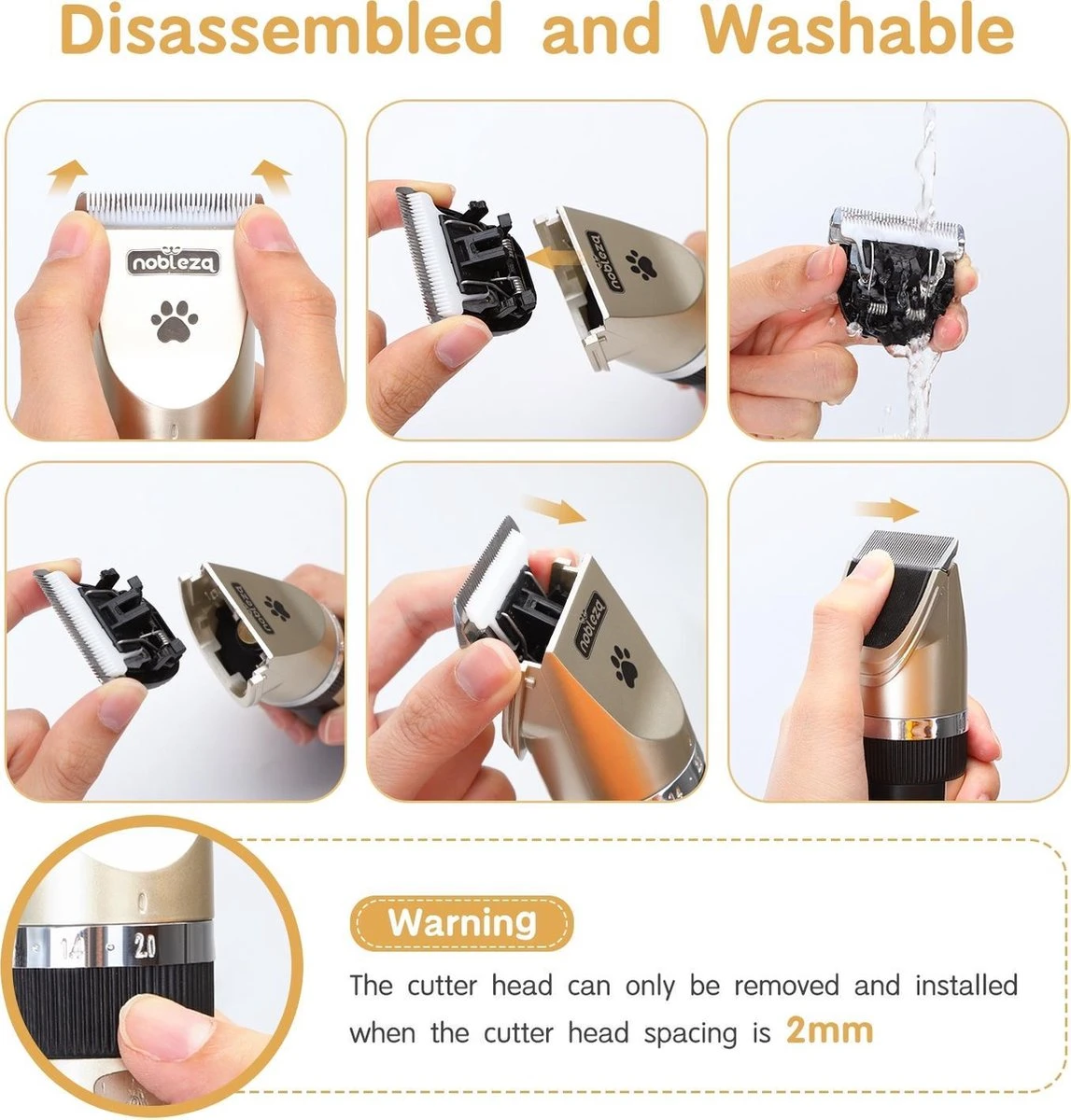 Nobleza Dieren Tondeuse Set - 4 Opzetkammen - Draadloos - Voor Huisdieren Katten & Honden 4 Nobleza Dieren Tondeuse Set - 4 Opzetkammen - Draadloos - Voor Huisdieren Katten & Honden - Afbeelding 4