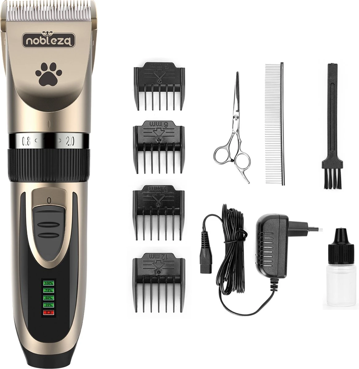 Nobleza Dieren Tondeuse Set - 4 Opzetkammen - Draadloos - Voor Huisdieren Katten & Honden 1 Nobleza Dieren Tondeuse Set - 4 Opzetkammen - Draadloos - Voor Huisdieren Katten & Honden