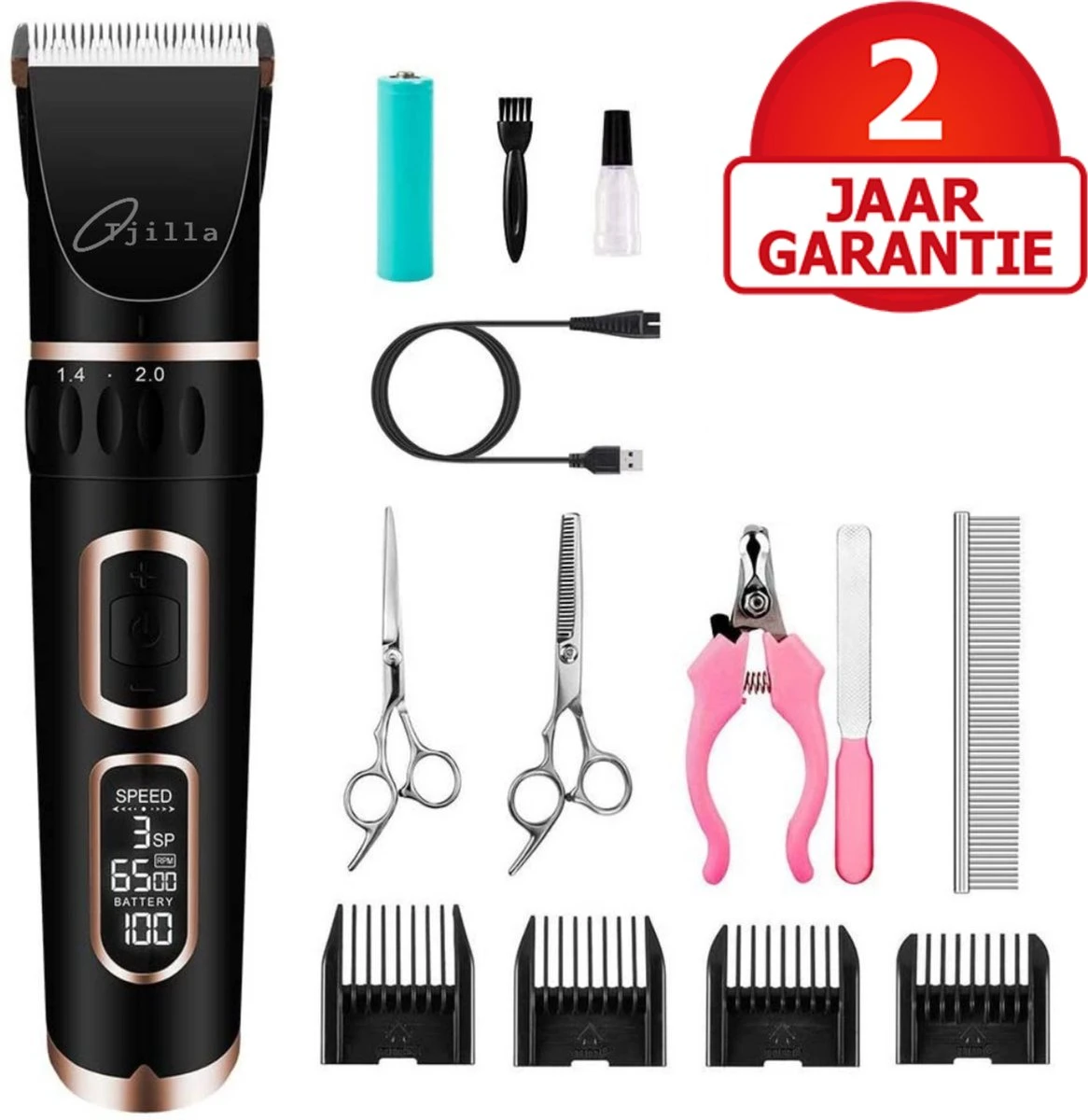 Tjilla Professionele Dieren/honden Tondeuse Set Extra Krachtig - Honden Trimmer - Lang Of Kortharige Huisdieren Katten & Honden - Draadloos - Weinig Geluid 1 Tjilla Professionele Dieren/honden Tondeuse Set Extra Krachtig - Honden Trimmer - Lang Of Kortharige Huisdieren Katten & Honden - Draadloos - Weinig Geluid