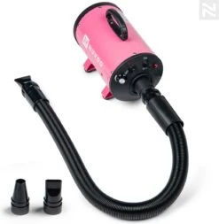 Nuvoo Professionele Hondenföhn / Waterblazer / Hondenborstel Met 3 Opzetstukken - Verstelbare Vermogen Tot 2200W - Warme / Koude Stand - Roze