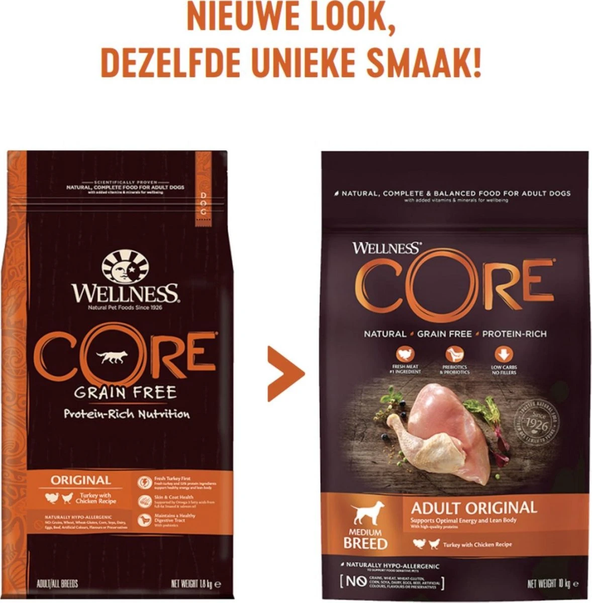 Wellness Core Grain Free Dog Original Kalkoen & Kip - Hondenvoer - 10 Kg 4 Wellness Core Grain Free Dog Original Kalkoen & Kip - Hondenvoer - 10 Kg - Afbeelding 4