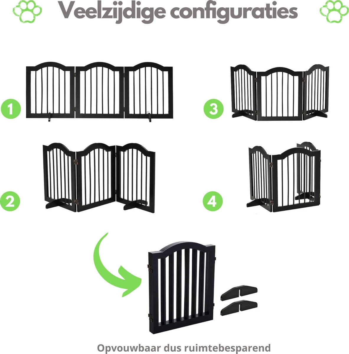 Paws & Claws - Hondenhek Deurhekje - Dog Barrier - 154,5 X 61 Cm - Opvouwbaar - Zwart 2 Paws & Claws - Hondenhek Deurhekje - Dog Barrier - 154,5 X 61 Cm - Opvouwbaar - Zwart - Afbeelding 2