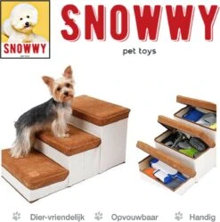 SNOWWY - Hondentrap Met Opslagruimte - Honden Loopplank Met Handige Opslagvakje - Hondenloopplanken - Inklapbaar - Huisdier Opstap - Hondentrapje - Bruin -Honden Huis Winkel 1190x1200 2