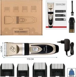 LifeGoods Hondentondeuse - Voor Katten En Honden - Complete Set - 5 Standen - Draadloos - Oplaadbaar - Goud/Zwart -Honden Huis Winkel 1190x1200