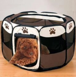 Opvouwbare Puppyren Bruin 90x90x60cm - Puppytent - Dogs&Co -Honden Huis Winkel 1196x1200 11