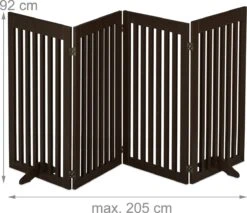 Relaxdays Veiligheidshekje Hout - 92 Cm Hoog - Kinderhek - Hondenhek - Inklapbaar - Bruin - 4 Panelen -Honden Huis Winkel 1200x1035 1