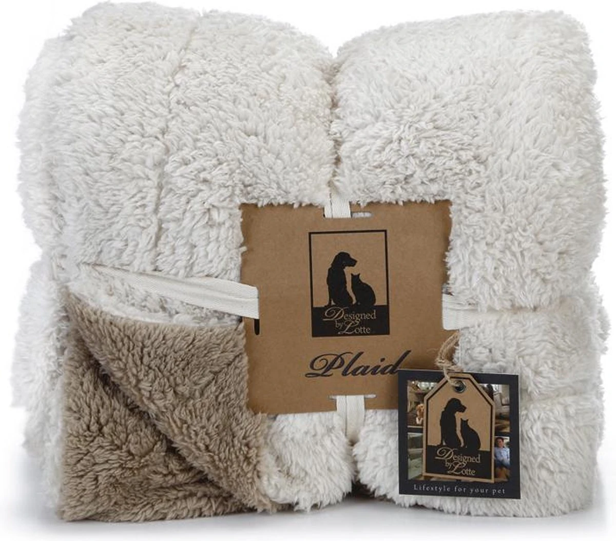 Designed By Lotte Wush - Hondendeken - Beige/Bruin - 150x125 Cm 1 Designed By Lotte Wush - Hondendeken - Beige/Bruin - 150x125 Cm