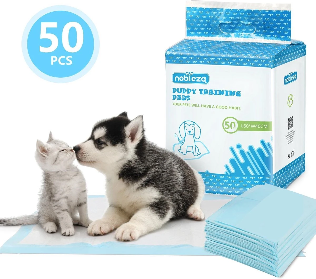 Nobleza 48DHD - Puppy Training Pads - 60 X 40 Cm - Zindelijkheidstraining - 50 Stuks 1 Nobleza 48DHD - Puppy Training Pads - 60 X 40 Cm - Zindelijkheidstraining - 50 Stuks
