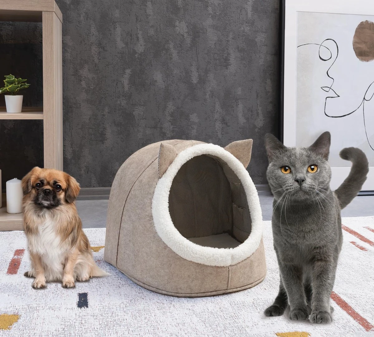 Merkloos Opvouwbaar Kattenhuis - En Hondennest – Cat House - Kattenhol - Cat Cave - Beige 3 Merkloos Opvouwbaar Kattenhuis - En Hondennest – Cat House - Kattenhol - Cat Cave - Beige - Afbeelding 3