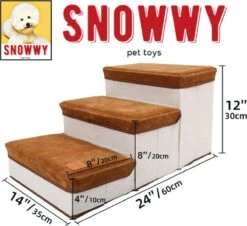 SNOWWY - Hondentrap Met Opslagruimte - Honden Loopplank Met Handige Opslagvakje - Hondenloopplanken - Inklapbaar - Huisdier Opstap - Hondentrapje - Bruin -Honden Huis Winkel 1200x1099