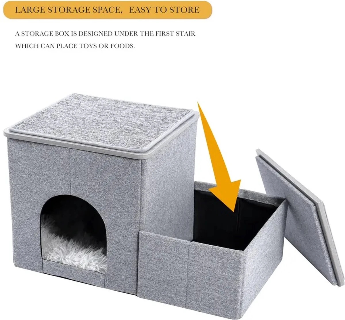 2-in-1 Hondenhuis & Hondentrap - Voor Binnen - Huisdieren Huisje - Hondenmand - Kattenmand - 67.5x40x37.5 Cm - Grijs 4 2-in-1 Hondenhuis & Hondentrap - Voor Binnen - Huisdieren Huisje - Hondenmand - Kattenmand - 67.5x40x37.5 Cm - Grijs - Afbeelding 4