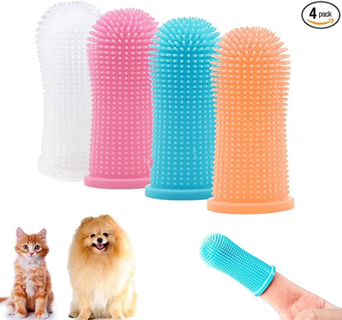 Doodadeals® 4 Stuks Siliconen Honden Tandenborstel - Tanden Borstel Hond - Silicone Dog Tootbrush - Multikleur 1 Doodadeals® 4 Stuks Siliconen Honden Tandenborstel - Tanden Borstel Hond - Silicone Dog Tootbrush - Multikleur