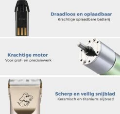 LifeGoods Hondentondeuse - Voor Katten En Honden - Complete Set - 5 Standen - Draadloos - Oplaadbaar - Goud/Zwart -Honden Huis Winkel 1200x1143 7