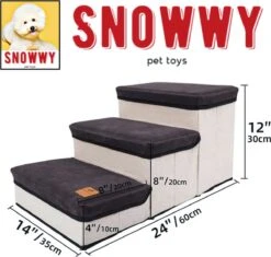 SNOWWY - Hondentrap Met Opslagruimte - Honden Loopplank Met Handige Opslagvakje - Hondenloopplanken - Inklapbaar - Huisdier Opstap - Hondentrapje - Grijs -Honden Huis Winkel 1200x1143 9