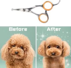Merkloos Premium Gebogen Trimschaar Honden - Huisdier Trimmen - Hoofd, Poten Ogen & Oren - Kat & Hond Knippen - Veilige Schaar -Honden Huis Winkel 1200x1144 1