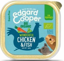 17x Edgard & Cooper Kuipje Vers Vlees Puppy Hondenvoer Bio Kip - Vis 100 Gr
