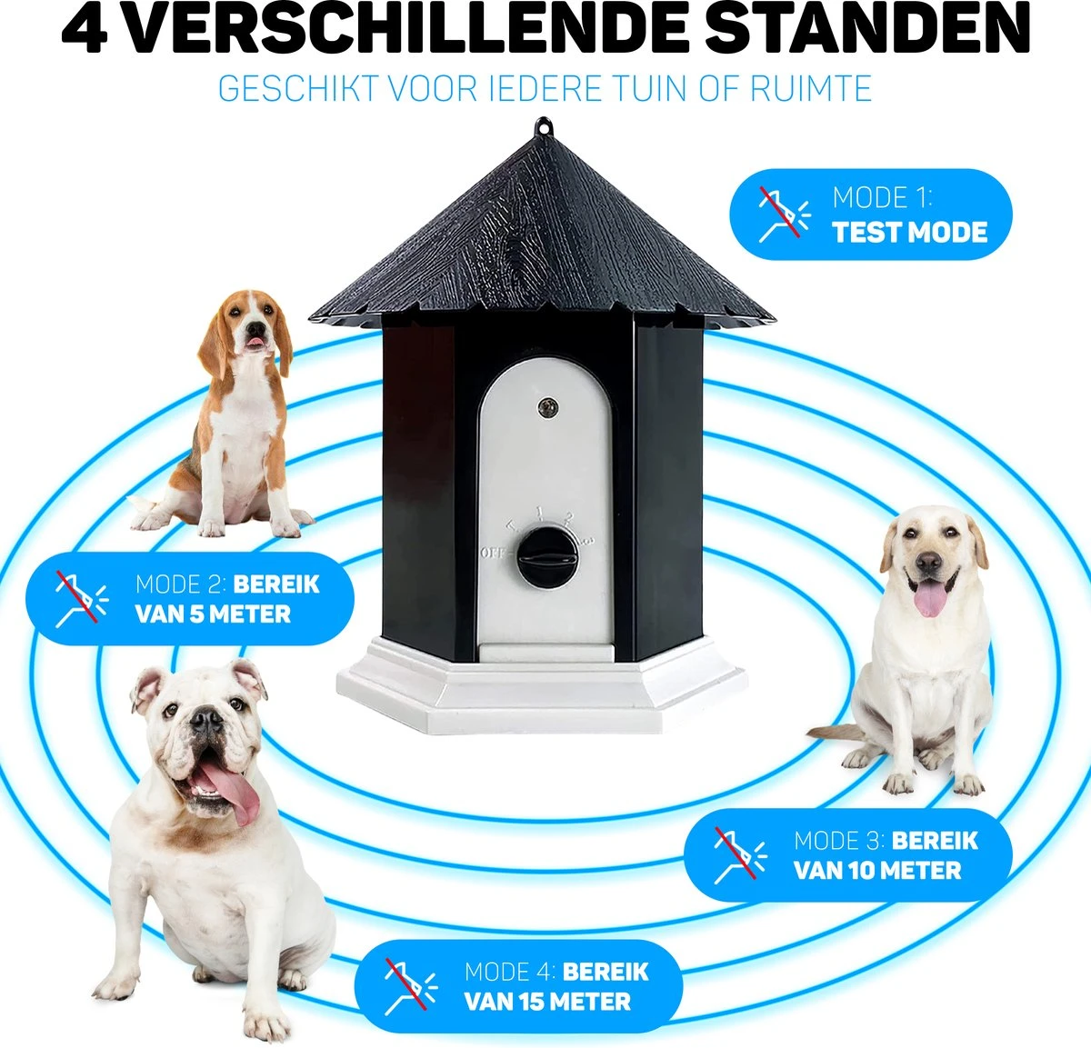 Vulpes Pets® Anti Blaf Apparaat Pro - Anti Blafband Voor Alle Honden - Luxe Hondentrainer - Diervriendelijk & Zonder Schok - Inclusief 9V Batterij - Waterbestendig - Ophangbaar - Instelbare Ultrasone Niveauregeling - 4 Standen 2 Vulpes Pets® Anti Blaf Apparaat Pro - Anti Blafband Voor Alle Honden - Luxe Hondentrainer - Diervriendelijk & Zonder Schok - Inclusief 9V Batterij - Waterbestendig - Ophangbaar - Instelbare Ultrasone Niveauregeling - 4 Standen - Afbeelding 2