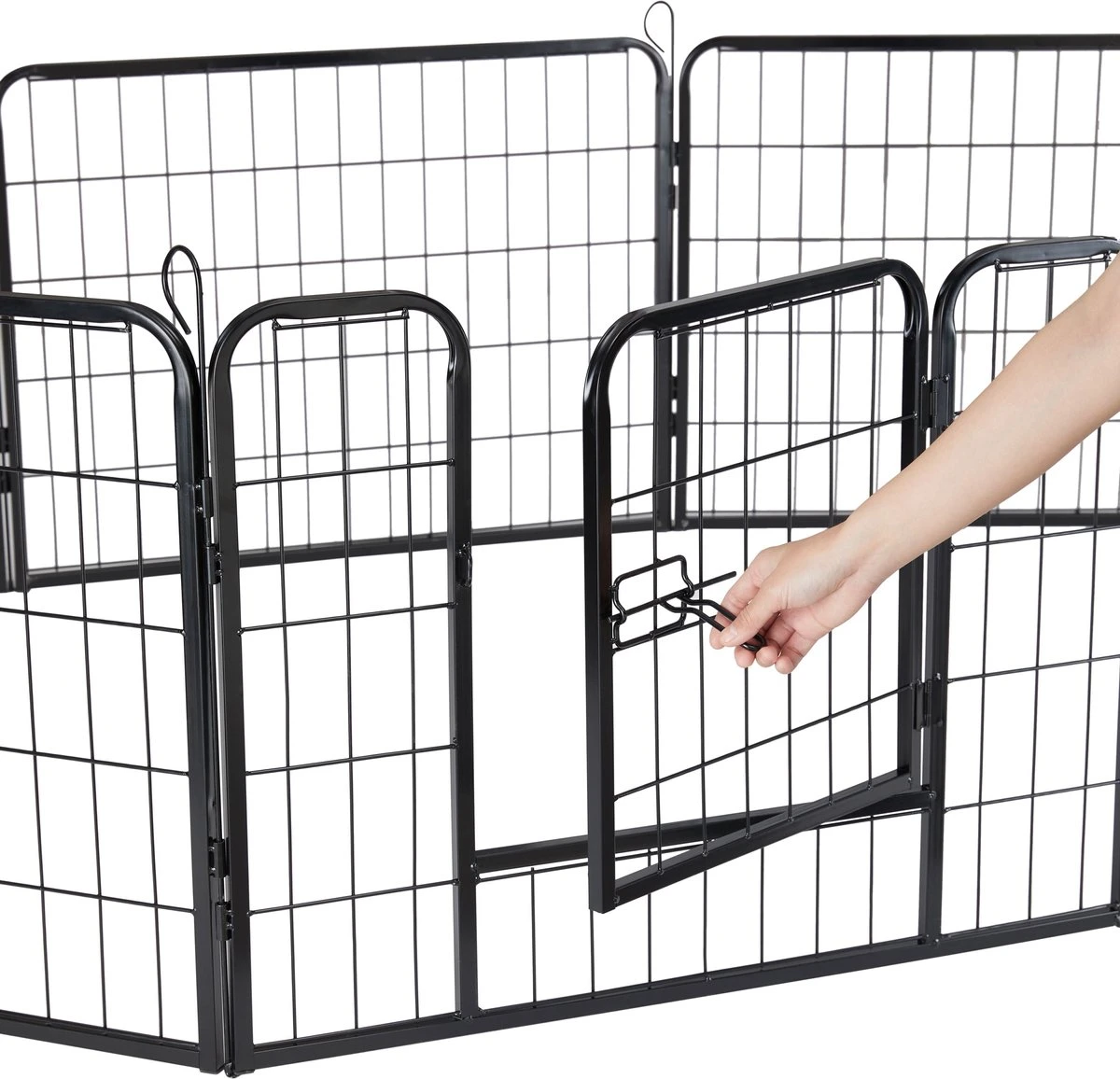 ACAZA Hondenren In 4 Panelen - Hondenkennel - Met Deur - 60 Cm Hoog - Zwart 2 ACAZA Hondenren In 4 Panelen - Hondenkennel - Met Deur - 60 Cm Hoog - Zwart - Afbeelding 2