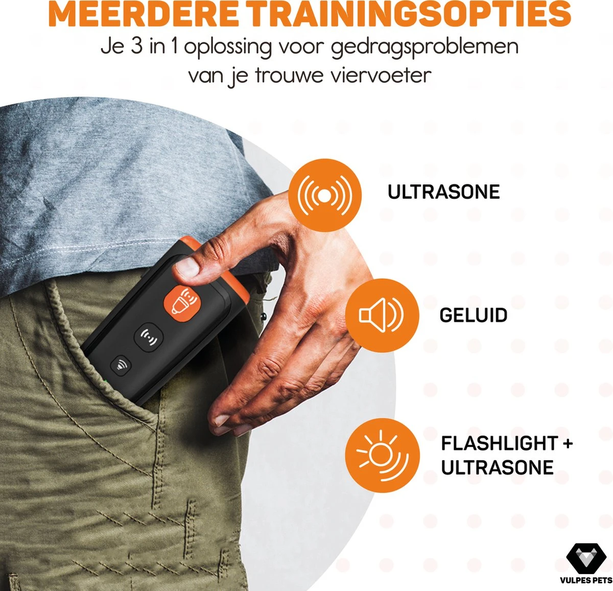 Vulpes Pets® Ultrasone Anti Blaf Apparaat – 3-in-1 Anti Blaf Apparaat Pro - Diervriendelijk & Zonder Schok - Alternatief Anti Blafband - Voor Kleine & Grote Honden - Audio - Flashlight - USB-Oplaadbaar 3 Vulpes Pets® Ultrasone Anti Blaf Apparaat – 3-in-1 Anti Blaf Apparaat Pro - Diervriendelijk & Zonder Schok - Alternatief Anti Blafband - Voor Kleine & Grote Honden - Audio - Flashlight - USB-Oplaadbaar - Afbeelding 3