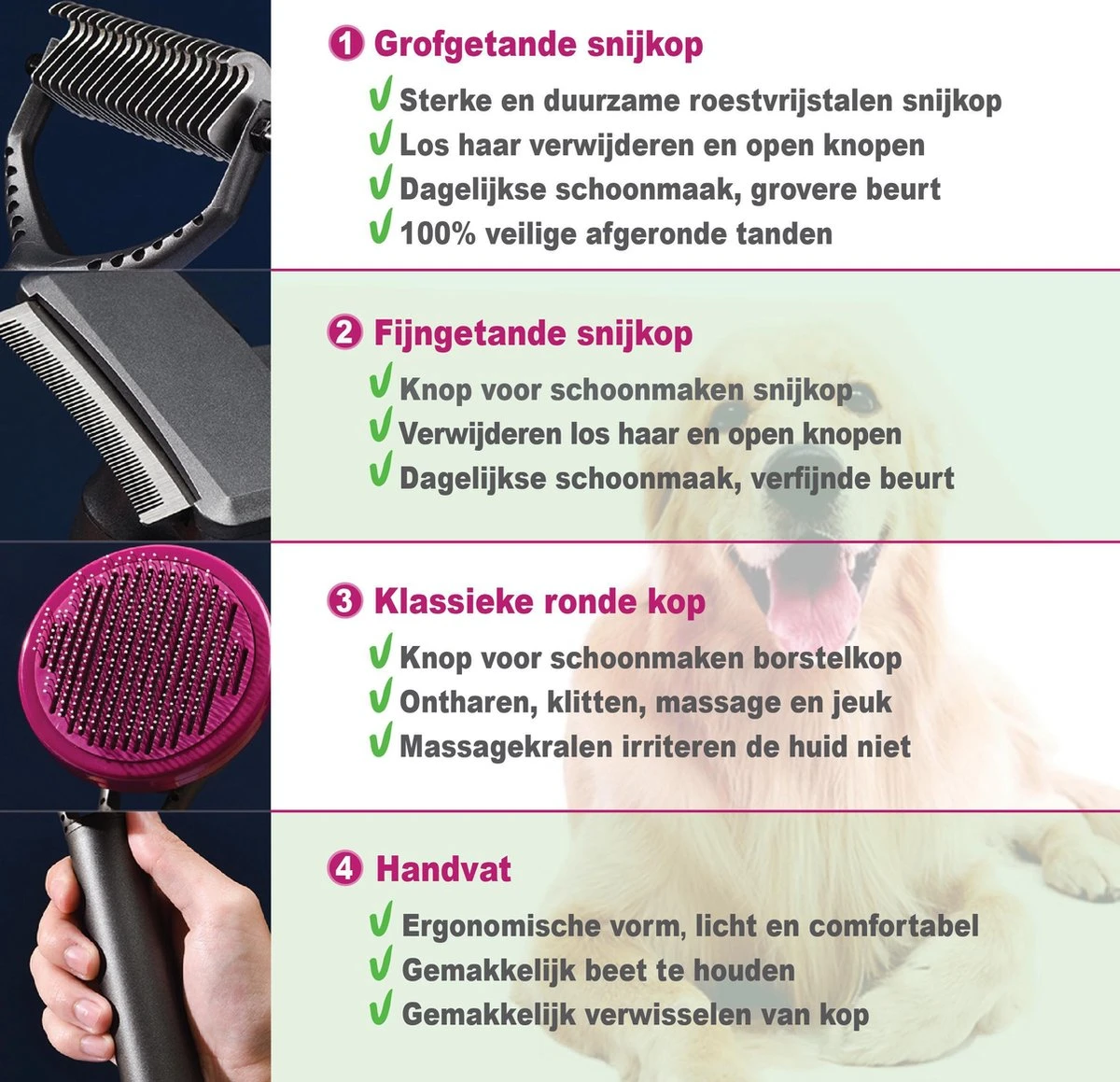 Hondenborstel Set 3 In 1 - Hondenkam - Borstelset - Klittenkam Hond - Ondervacht Kam - Furminator - Slickerborstel - Kattenkam - Verwijderd Klitten En Voorkomt Haaruitval 2 Hondenborstel Set 3 In 1 - Hondenkam - Borstelset - Klittenkam Hond - Ondervacht Kam - Furminator - Slickerborstel - Kattenkam - Verwijderd Klitten En Voorkomt Haaruitval - Afbeelding 2