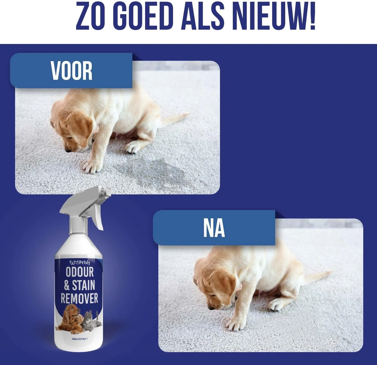 Petsly Odour & Stain Remover - Geurverwijderaars - Urine Vlekken Verwijderen Urinegeur Verwijderen Met Plantaardige Enzymen - 1L 2 Petsly Odour & Stain Remover - Geurverwijderaars - Urine Vlekken Verwijderen Urinegeur Verwijderen Met Plantaardige Enzymen - 1L - Afbeelding 2