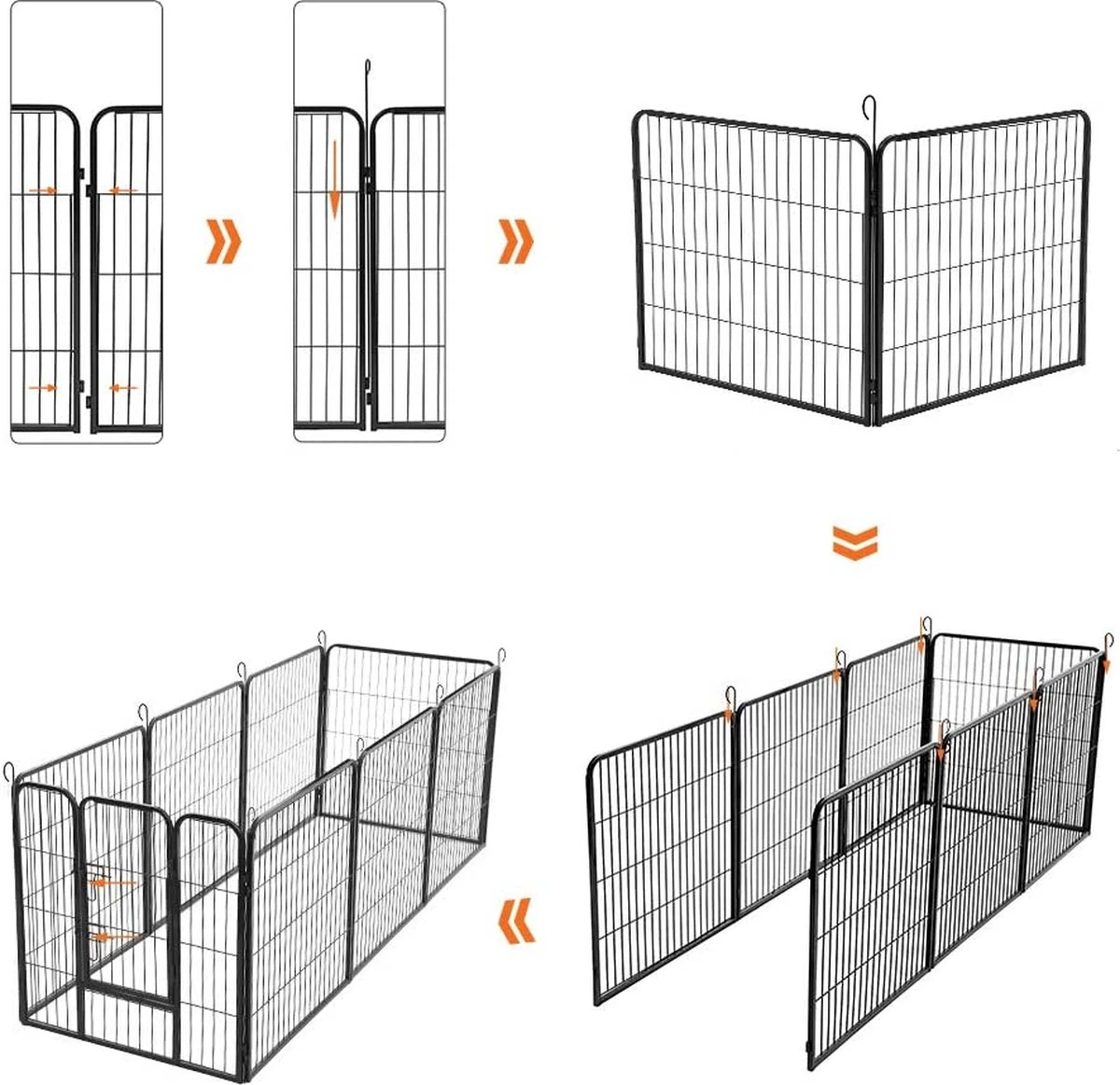 Hoppa! Hondenhekje - Puppyren - 160x160 Cm - 8 Delen Van 80 X 60 Cm - Vierkant, Rechthoek Of Achthoek Naar Keuze - Zwart 7 Hoppa! Hondenhekje - Puppyren - 160x160 Cm - 8 Delen Van 80 X 60 Cm - Vierkant, Rechthoek Of Achthoek Naar Keuze - Zwart - Afbeelding 7