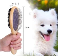 Merkloos Nobleza Dierenborstel - Hondenborstel - Kattenborstel - Tweezijdig - Dubbelzijdig - Hout - Maat L -Honden Huis Winkel 1200x1166