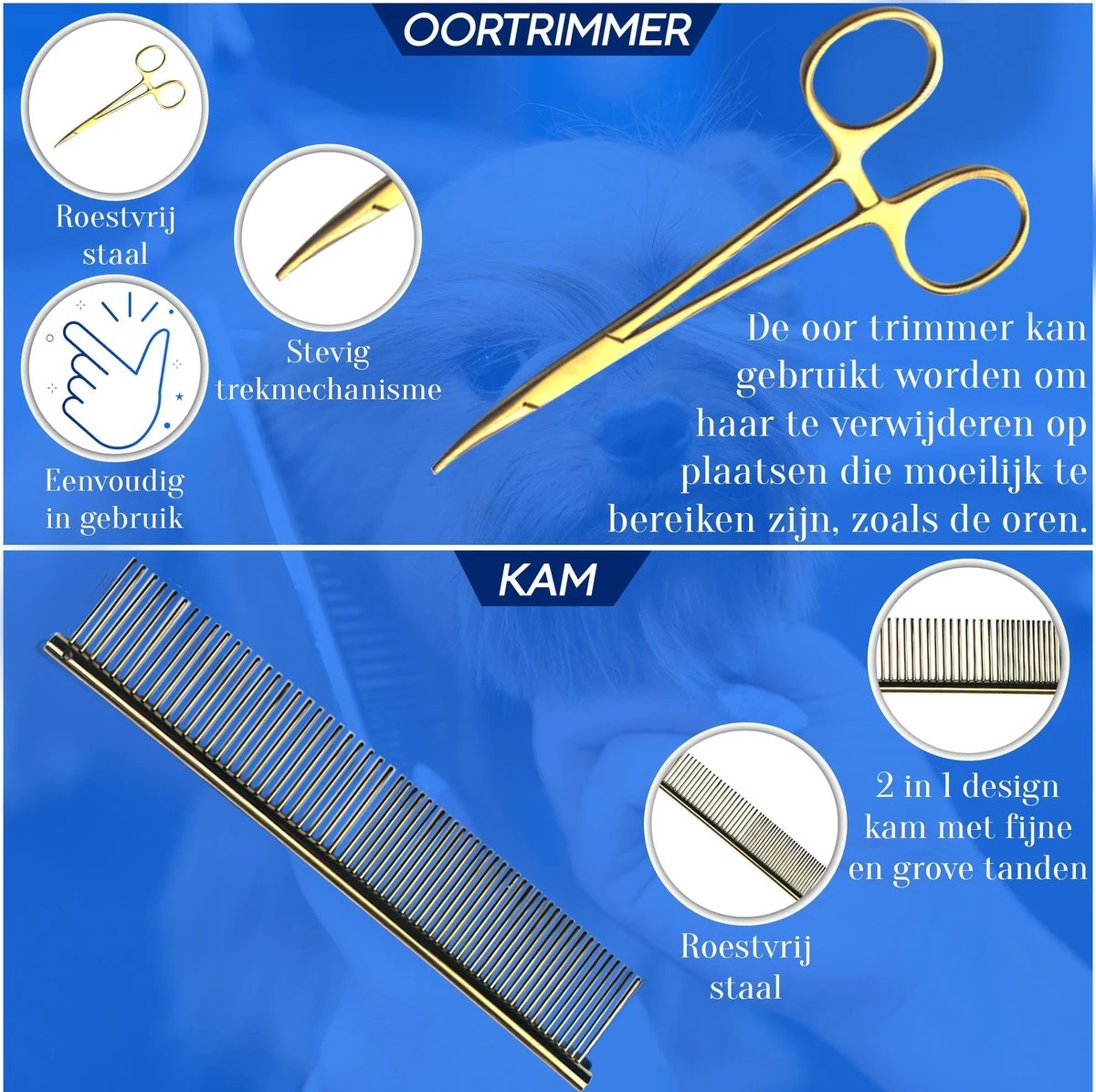 Scharenset Hond - 8-Delige Scharenset - Hondenschaar - Trimset - Trimschaar Voor Honden - Huisdier Knipset - Effileerschaar Hond - Goud 4 Scharenset Hond - 8-Delige Scharenset - Hondenschaar - Trimset - Trimschaar Voor Honden - Huisdier Knipset - Effileerschaar Hond - Goud - Afbeelding 4