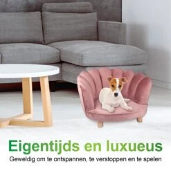 Maxxpro Katten- En Hondenstoel - Roze - Verhoogd Met Houten Poten - Fluweel Materiaal - 61.5 X 52 X 33 CM - Huisdieren Tot 80 KG -Honden Huis Winkel 1200x1200 1005