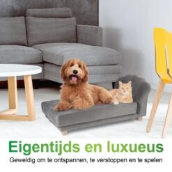 Maxxpro Katten- En Hondenbank - Grijs - Verhoogd Met Houten Poten - Fluweel Materiaal - 90 X 44 X 34 Cm - Huisdieren Tot 80 KG -Honden Huis Winkel 1200x1200 1016