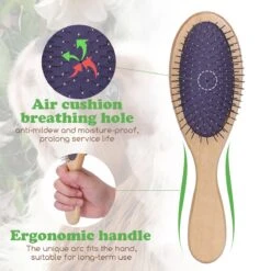 Merkloos Nobleza Dierenborstel - Hondenborstel - Kattenborstel - Tweezijdig - Dubbelzijdig - Hout - Maat L -Honden Huis Winkel 1200x1200 180