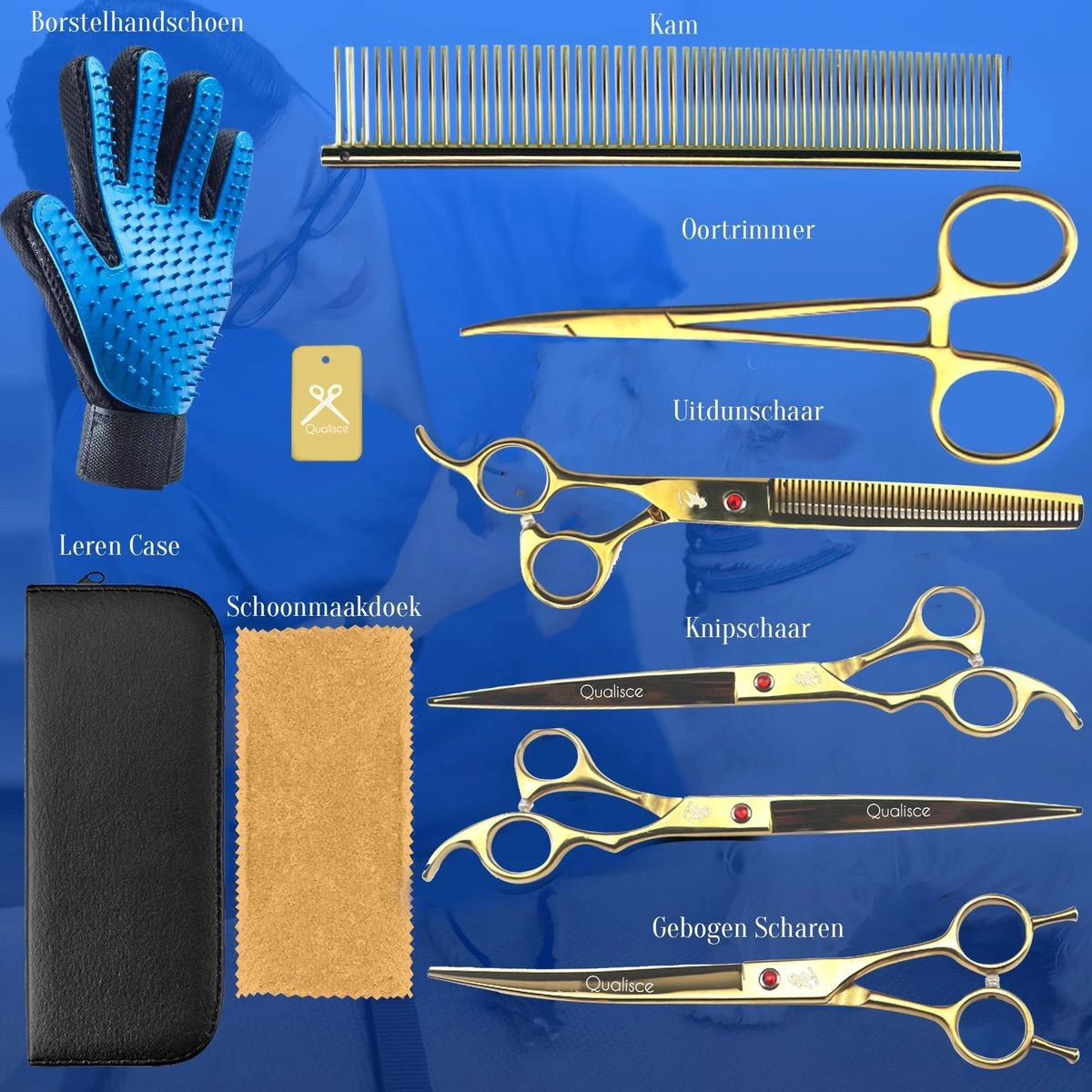 Scharenset Hond - 8-Delige Scharenset - Hondenschaar - Trimset - Trimschaar Voor Honden - Huisdier Knipset - Effileerschaar Hond - Goud 5 Scharenset Hond - 8-Delige Scharenset - Hondenschaar - Trimset - Trimschaar Voor Honden - Huisdier Knipset - Effileerschaar Hond - Goud - Afbeelding 5