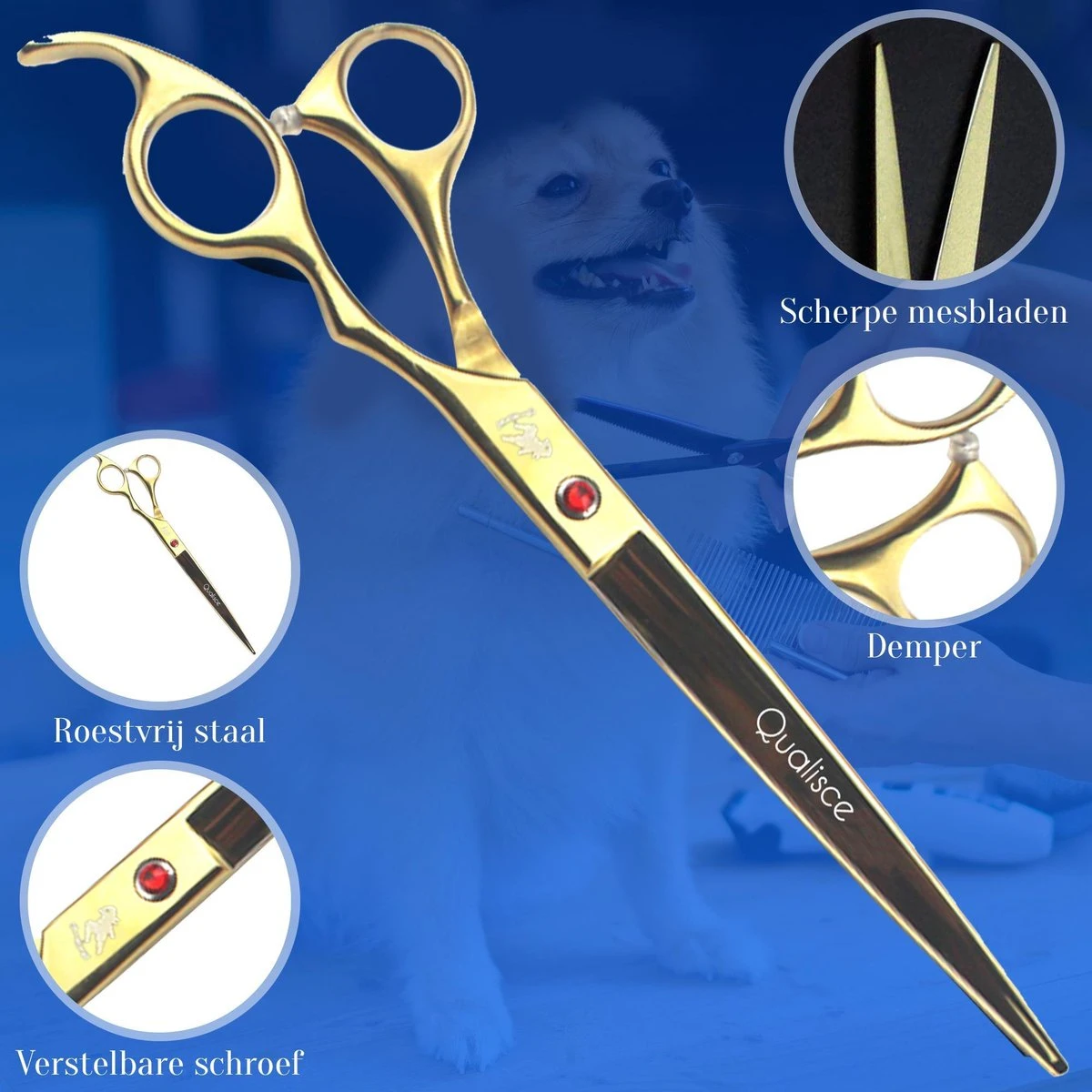 Scharenset Hond - 8-Delige Scharenset - Hondenschaar - Trimset - Trimschaar Voor Honden - Huisdier Knipset - Effileerschaar Hond - Goud 7 Scharenset Hond - 8-Delige Scharenset - Hondenschaar - Trimset - Trimschaar Voor Honden - Huisdier Knipset - Effileerschaar Hond - Goud - Afbeelding 7