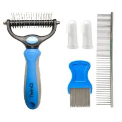 TwinQ Vachtverzorgingsset Hond/kat - Professionele 2-zijdige Ondervacht Kam - Klittenkam Voor Honden En Katten - Verwijderd Klitten En Voorkomt Haaruitval - Incl. Vlooienkam En Tandenborstel -Honden Huis Winkel 1200x1200 33