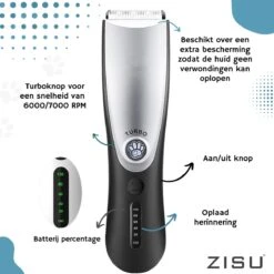 Hondentondeuse - Hondentrimmer - Dieren Tondeuse - Draadloos - 4 Opzetkammen - INCLUSIEF SNACKJE - Zwart -Honden Huis Winkel 1200x1200 352