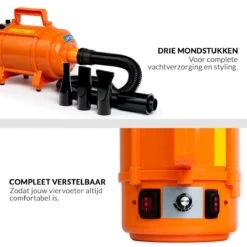 Krachtige Hondenföhn/ Waterblazer Met Draaiknop Om Overtollig Water En Stof Snel Uit De Vacht Te Blazen | Verstelbare Vermogen Standen (500W Tot 2200W) En Verstelbare Temperatuur - Type B Oranje -Honden Huis Winkel 1200x1200 391