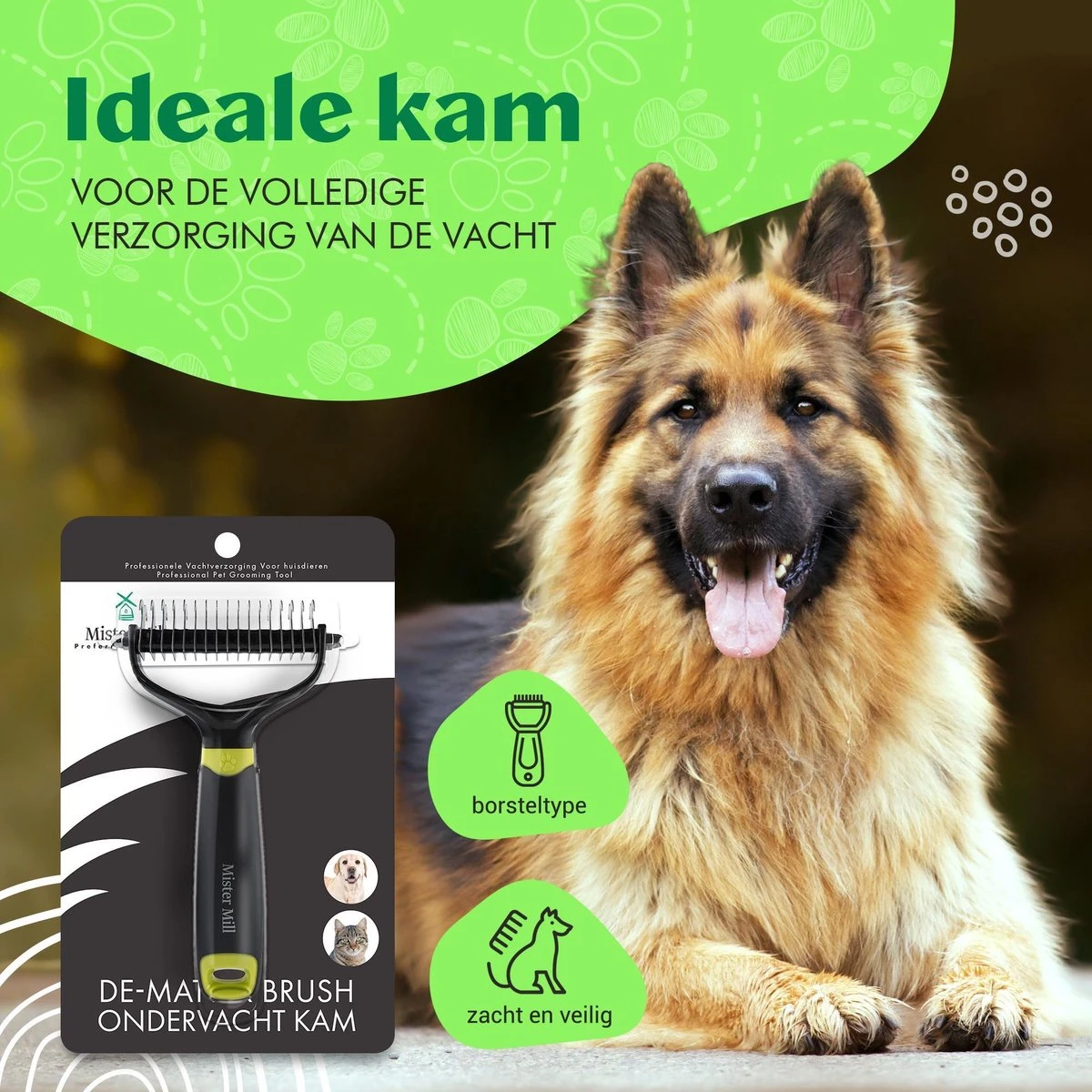 Mister Mill Professionele 2-Zijdige Ondervacht Kam Voor Hond En Kat – Honden/Kattenborstel – Klittenkam – 9,5 Cm. 7 Mister Mill Professionele 2-Zijdige Ondervacht Kam Voor Hond En Kat – Honden/Kattenborstel – Klittenkam – 9,5 Cm. - Afbeelding 7