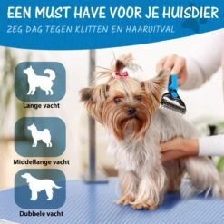Hoogwaardige 2-Zijdige Hondenkam Hondenborstel Borstel Hond Klittenkam - Ondervacht Kam - Honden Borstel - Honden Kam - Hondenborstel Langharig - Hondenborstel Kortharig - Verwijdert Klitten - Voorkomt Verharing - Blauw - Woodoro -Honden Huis Winkel 1200x1200 459