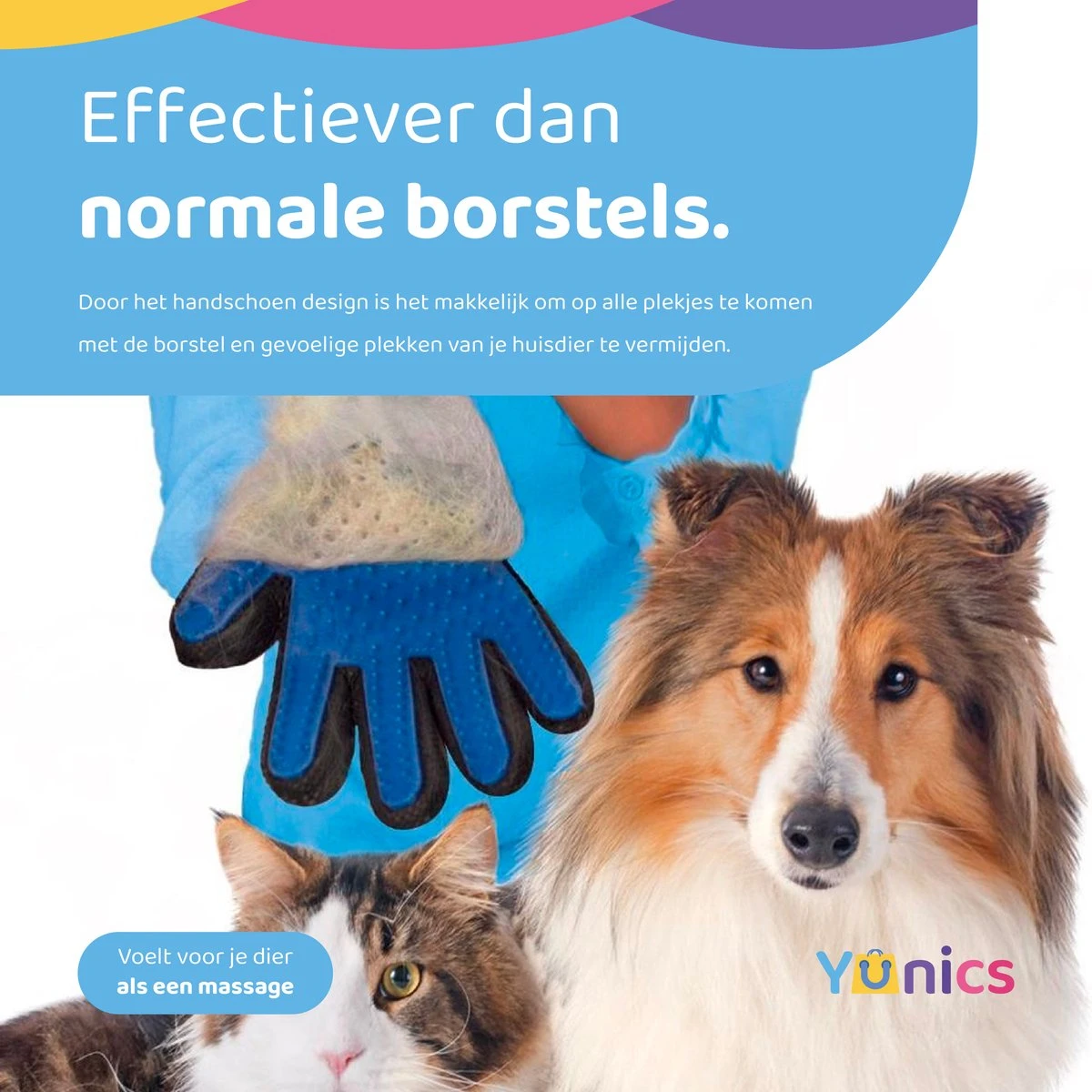 YUNICS® Dieren Handschoen - Haarverwijderaar Voor Huisdieren - Kattenborstel - Hondenborstel - Hondenkam - Kattenhaarverwijderaar - Blauw 3 YUNICS® Dieren Handschoen - Haarverwijderaar Voor Huisdieren - Kattenborstel - Hondenborstel - Hondenkam - Kattenhaarverwijderaar - Blauw - Afbeelding 3