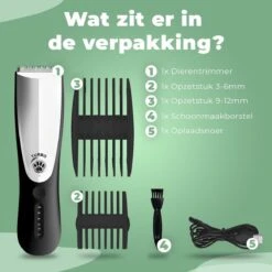 Essential Goods Professionele Hondentondeuse – Hondentrimmer - Draadloos – Opzet Kammen – Dik/Dunne Vacht - Honden/Katten - Zwart/Zilver -Honden Huis Winkel 1200x1200 5