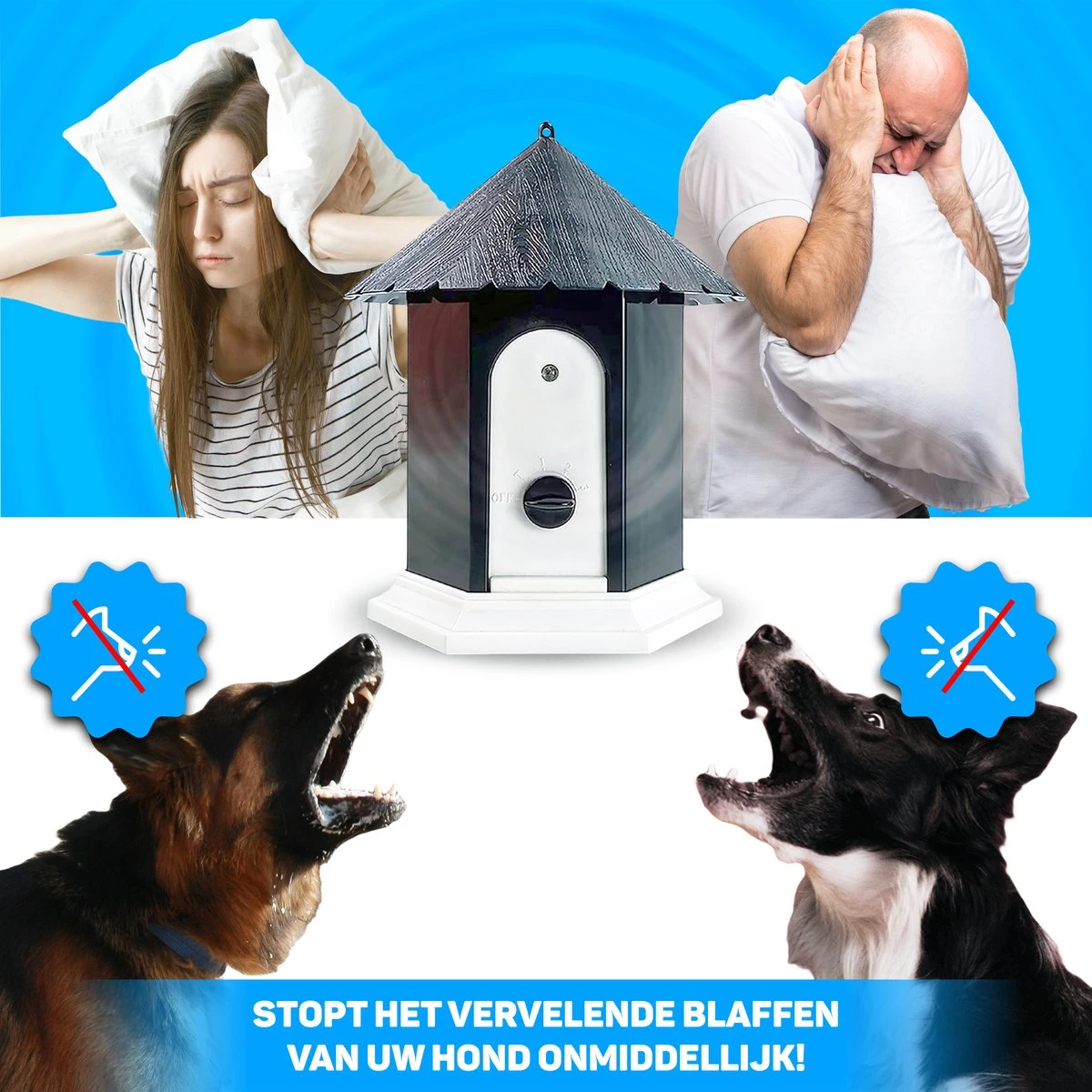 Vulpes Pets® Anti Blaf Apparaat Pro - Anti Blafband Voor Alle Honden - Luxe Hondentrainer - Diervriendelijk & Zonder Schok - Inclusief 9V Batterij - Waterbestendig - Ophangbaar - Instelbare Ultrasone Niveauregeling - 4 Standen 4 Vulpes Pets® Anti Blaf Apparaat Pro - Anti Blafband Voor Alle Honden - Luxe Hondentrainer - Diervriendelijk & Zonder Schok - Inclusief 9V Batterij - Waterbestendig - Ophangbaar - Instelbare Ultrasone Niveauregeling - 4 Standen - Afbeelding 4