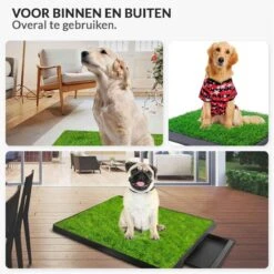 Merkloos Hondentoilet Kunstgras Met Bak - Indoor Dierentoilet - Uitneembare Opvangbak - Puppy Training Pets - Outdoor/Balkon/Tuin/Indoor Toilet - 50x64 Cm -Honden Huis Winkel 1200x1200 608