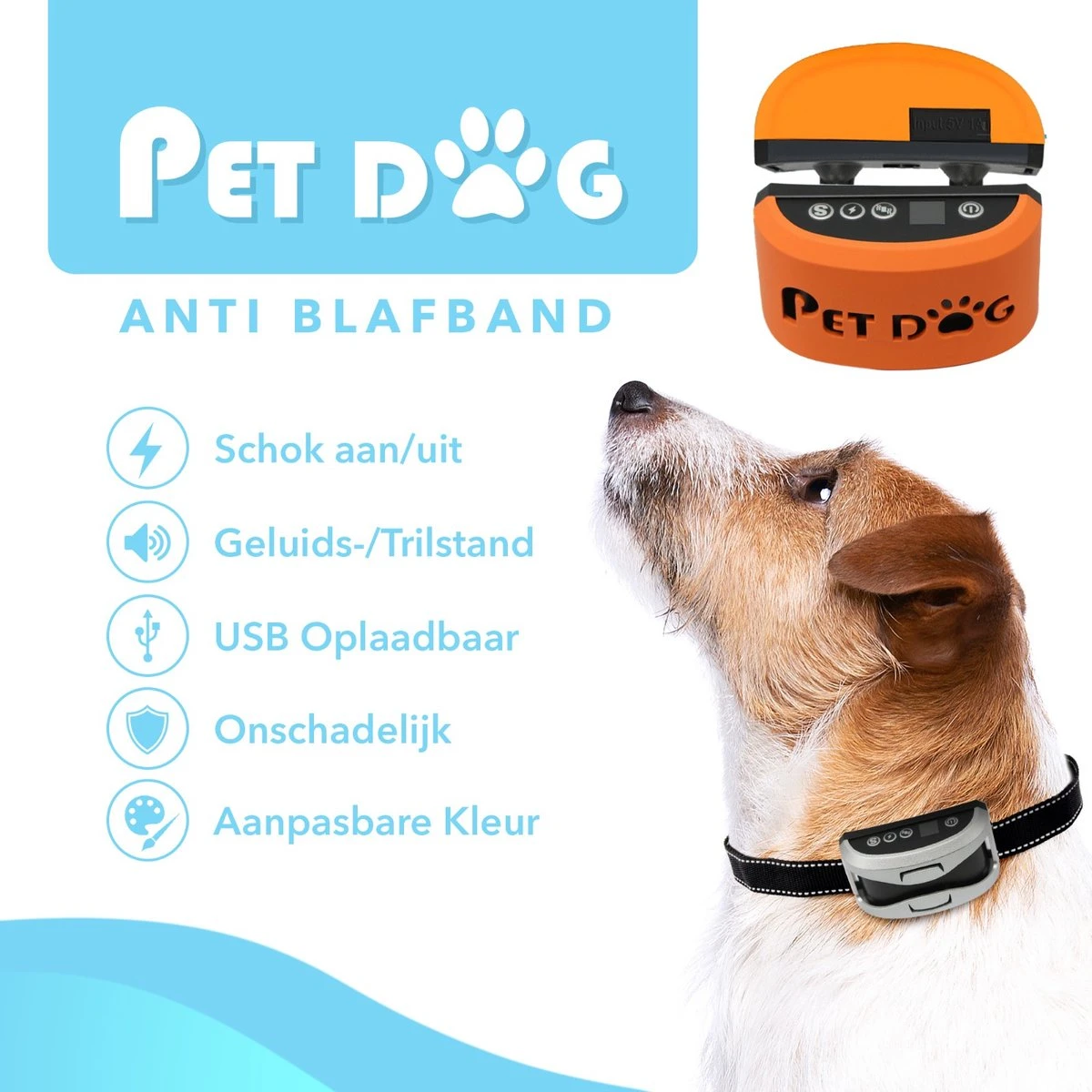 PET DOG® | Anti Blafband Voor Honden | 3 T/m 60 Kg | Oplaadbaar | Anti Blaf Band | Trainingsband | Vibratie En Geluid | Diervriendelijk | Shock Aan/uit Instelbaar 7 PET DOG® | Anti Blafband Voor Honden | 3 T/m 60 Kg | Oplaadbaar | Anti Blaf Band | Trainingsband | Vibratie En Geluid | Diervriendelijk | Shock Aan/uit Instelbaar - Afbeelding 7